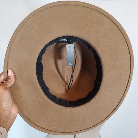 Olive & Pique Women’s Hat Large Brown Wool Western Rancher Hat Gold Buckle NEW - Picture 4 of 7